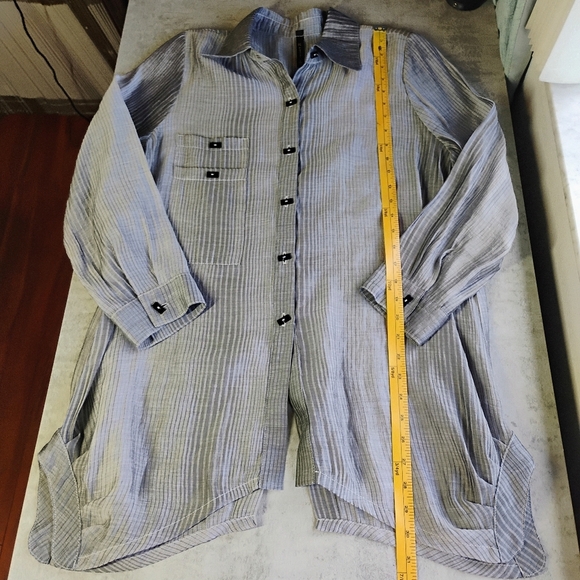 IC By Connie K Button Down Semi Sheer Tunic Top Lagenlook Art To Wear Size Small - Picture 10 of 12